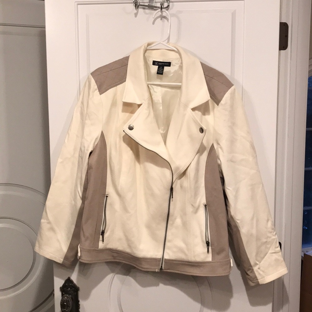 International concepts 3x tan & beige moto jacket
